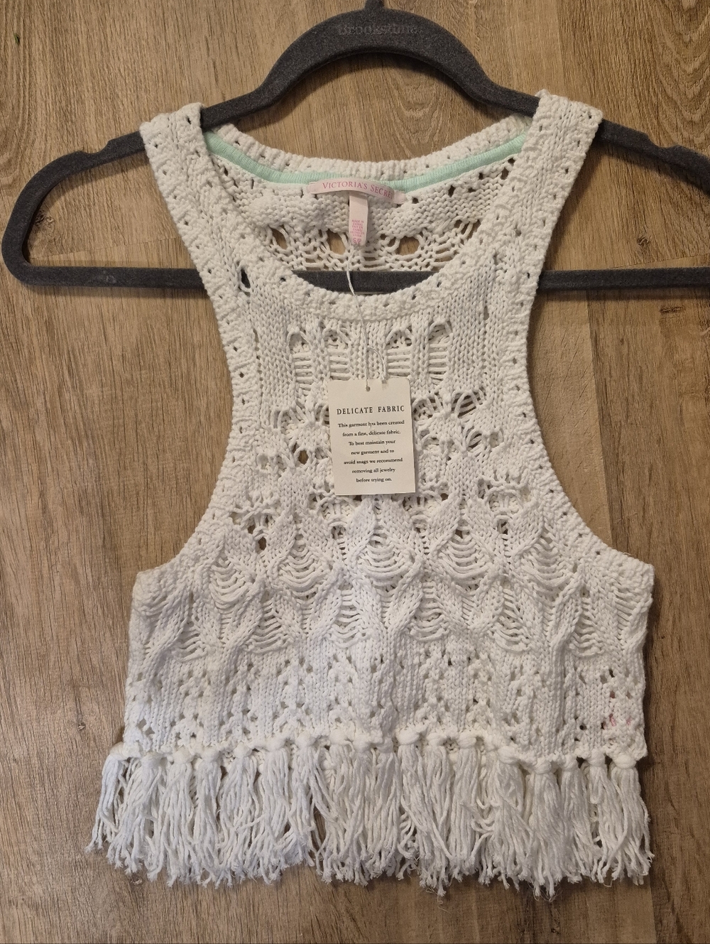 NWT Victoria Secret Crochet Fringe Beach Tank Top Size Small